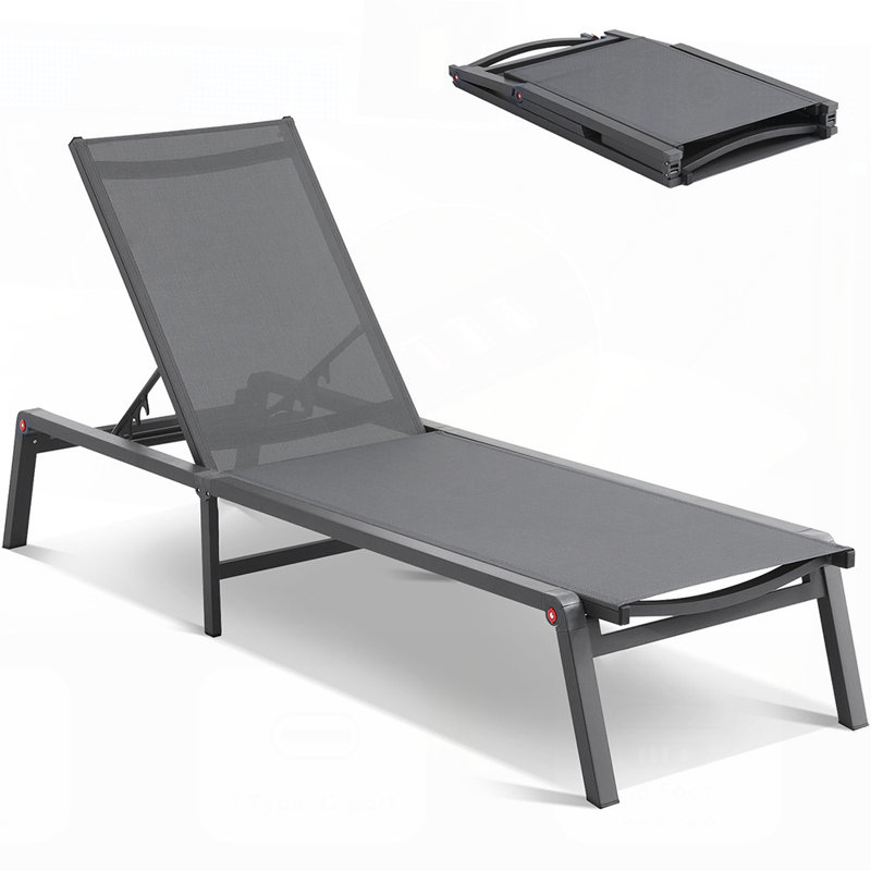 2 chaises de patio d'extérieur réglables à 5 positions, durables et confortables pour la détente