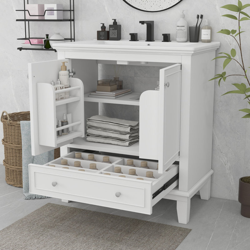 30-Inch Bathroom Vanity, White