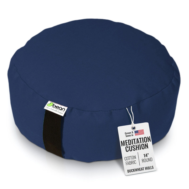 Zafu Meditation Pillow - Cotton Yoga Pillow for Sitting on Floor with Organic Buckwheat Fill, Zen Kneeling Prayer Pad - Round or Oval