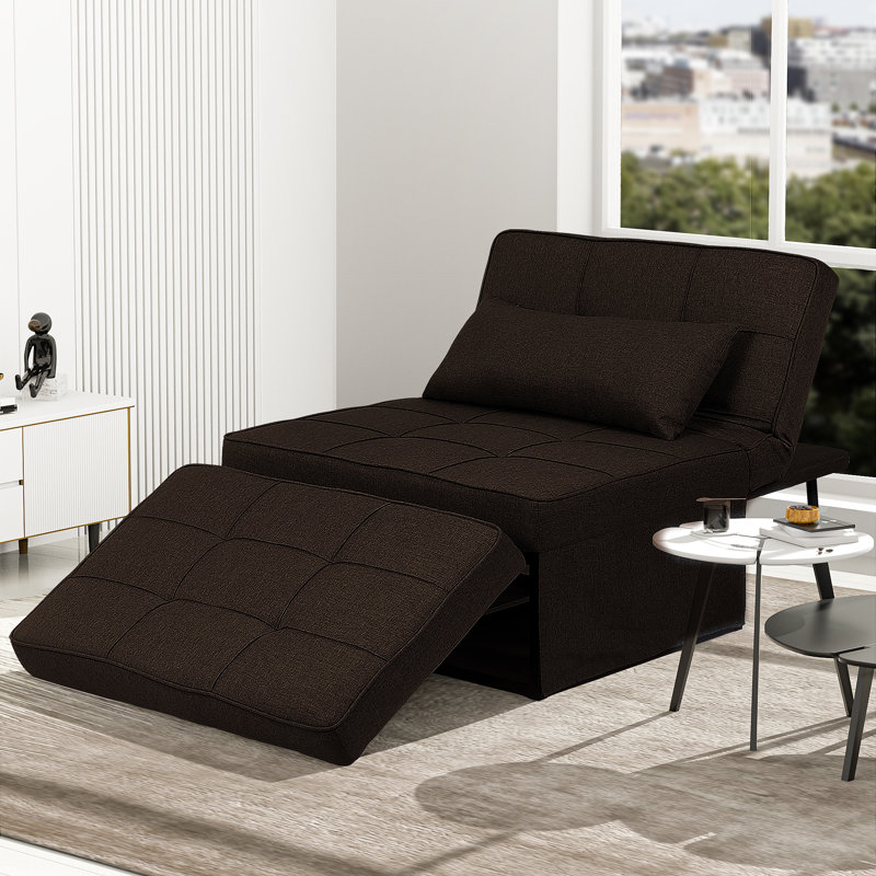 Upholstered Accent Chair, Dark Brown Cotton Blend
