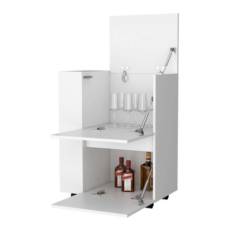 Versatile Bar Cart With Stylish Design And Practical Storage, White