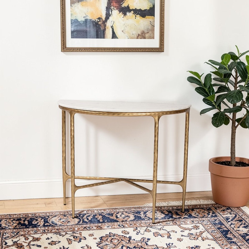 Console Diata demi-lune avec console en marbre rustique moderne