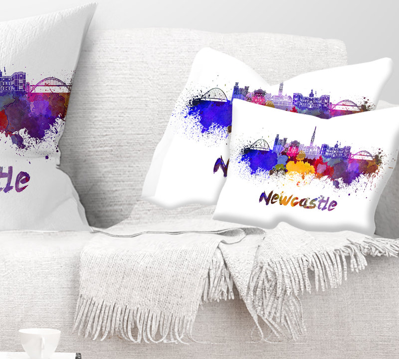 Coussin Newcastle Skyline - Cityscape, Rectangulaire, 12 po x 20 po