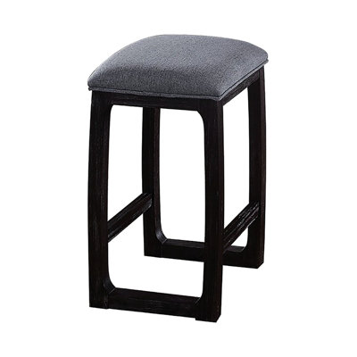 Chaise de comptoir patinée avec assise grise - base et coussin de tabouret de chambre rustique
