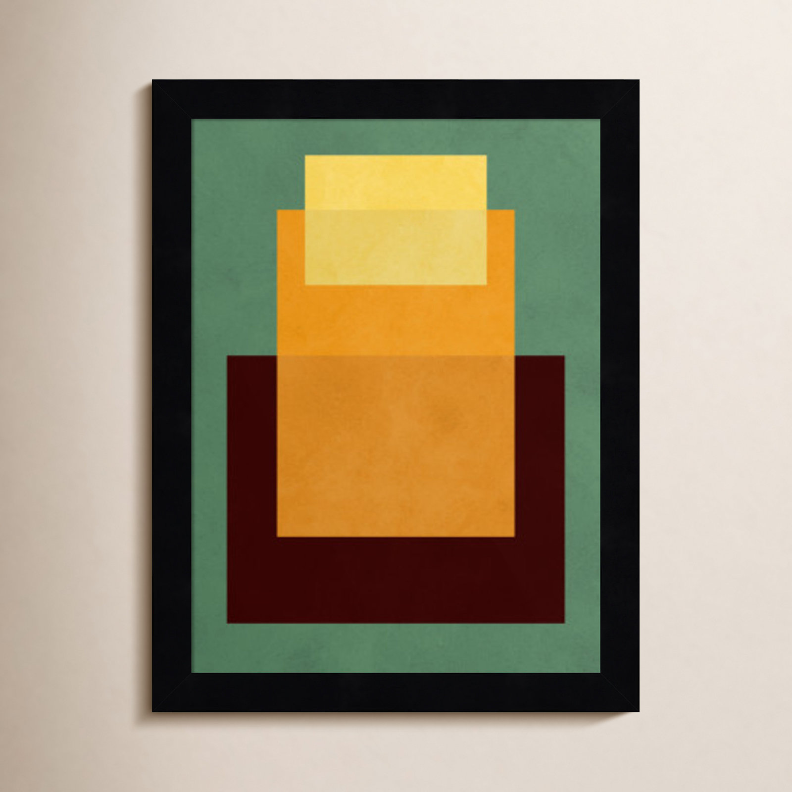 Overlapping geometry 10 by Norvin Wood Framed Wall Art Print, Green/Orange, 13" H x 10" W, Black