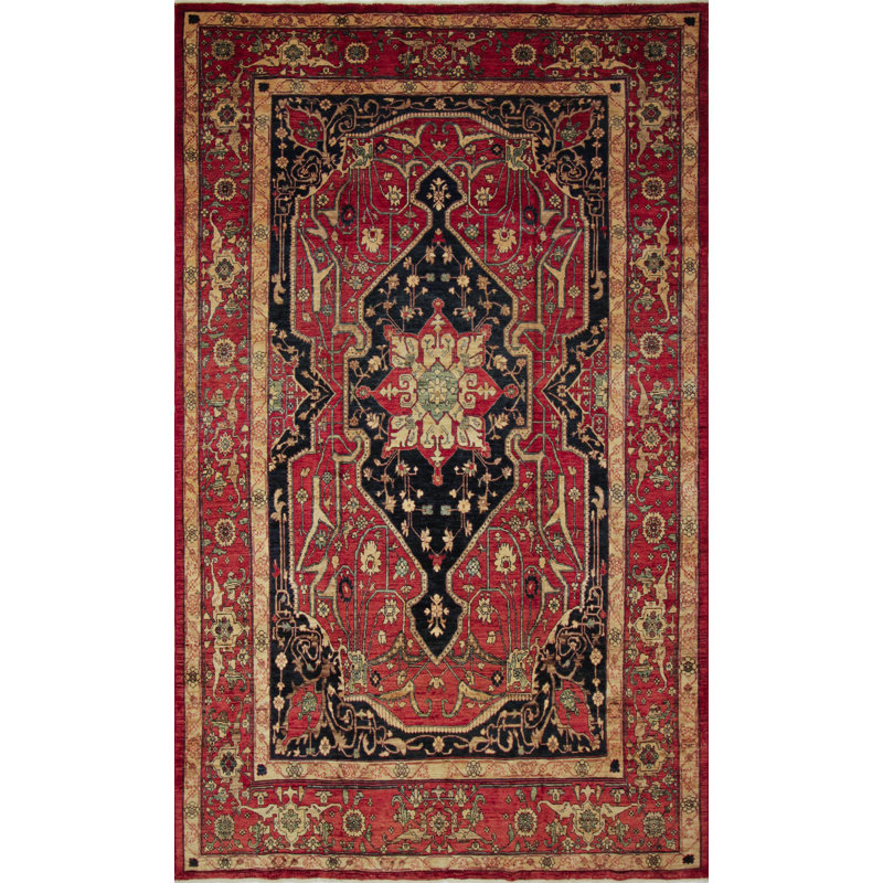 Tapis de la zone en laine 10 pi x 14 pi one-of-kind à la main noué la Romona