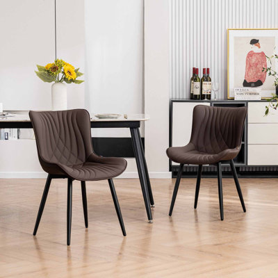 Chaise à oreilles rembourrée en similicuir Jimma avec pieds en fer