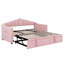 Lit de jour simple rembourré avec couchette escamotable, cadre en velours avec ports USB et 2 poches latérales-968937509