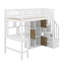 Lit mezzanine en bois avec bureau, DEL, tablettes de rangement, armoires et escalier-1711447198