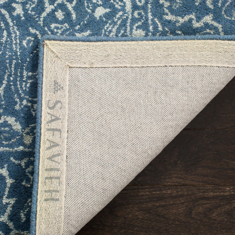Samaniego Hand Tufted Viscose/Wool Oriental Rug in Grey/Blue, Rectangle 5' x 8'
