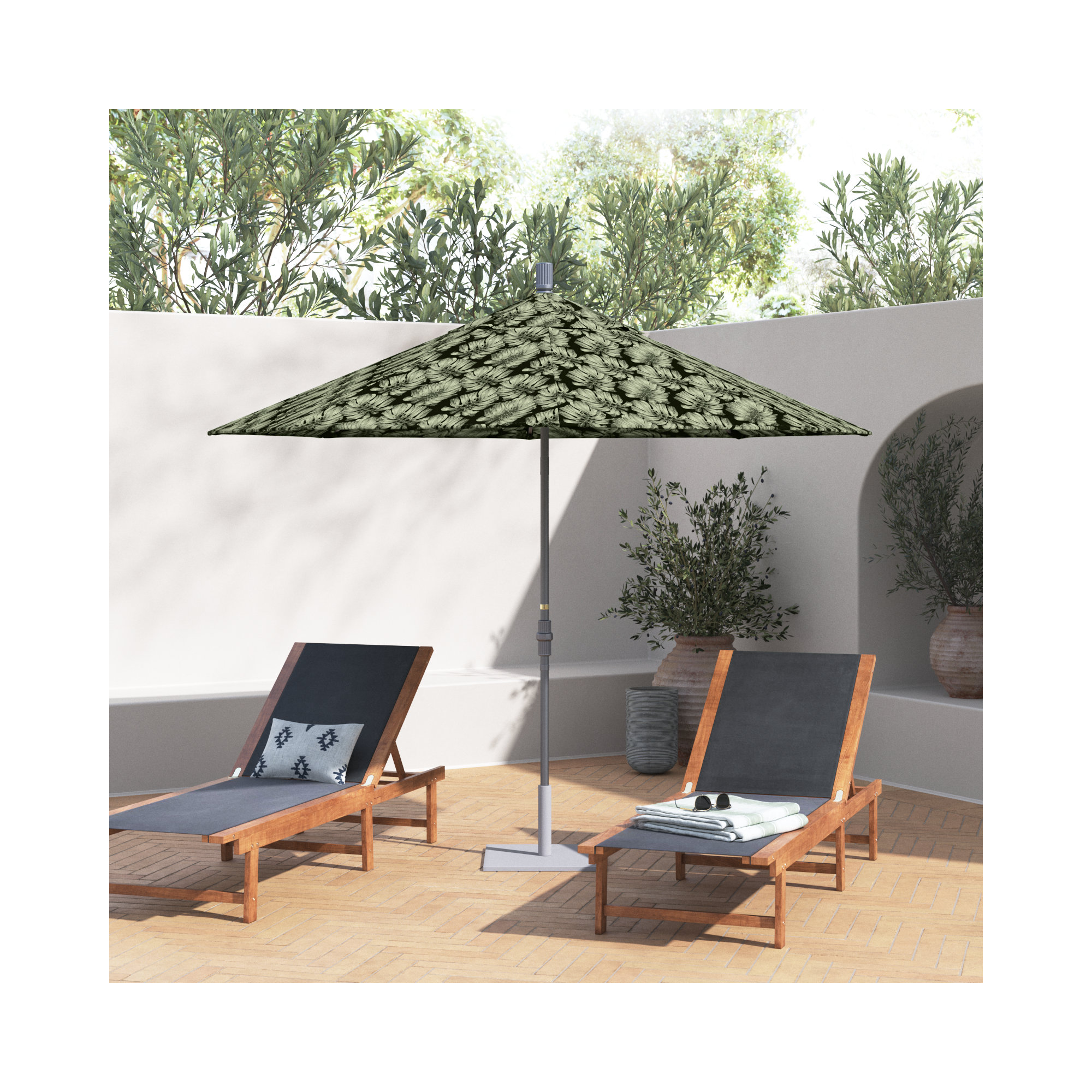 Santana 108'' Outdoor Umbrella, Gray, Palm Hunter - Pacifica Premium