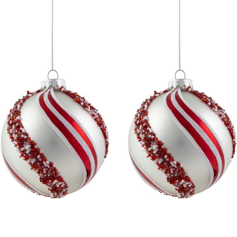 4'' Striped Glass Ball Ornament