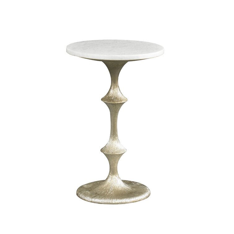 Hickory White Livie 100% Marble Pedestal End Table | Wayfair