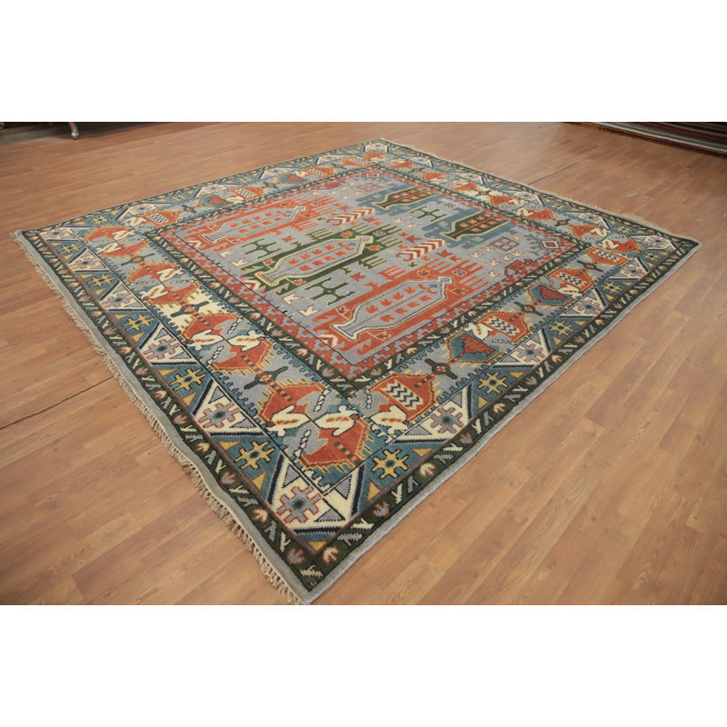 Tapis géométrique Kazak 9 x 9