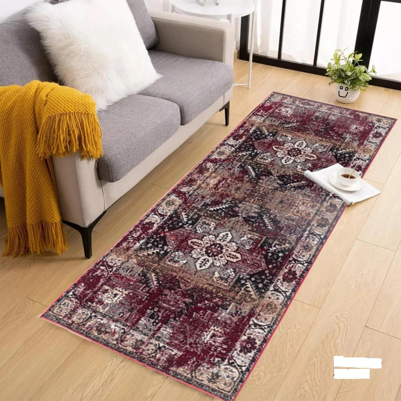 Runner Area Rug, Red, Runner 80 x 300 cm
