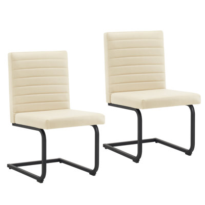 19" H Mid-Century Armless High Back Leathaire Side Dining chairs by Ivy Bronx