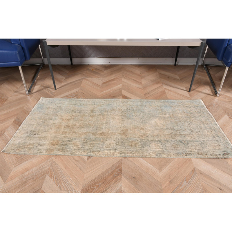 Tapis turc rétro tissé à la main beige pour un décor antique et idéal pour les petits espaces