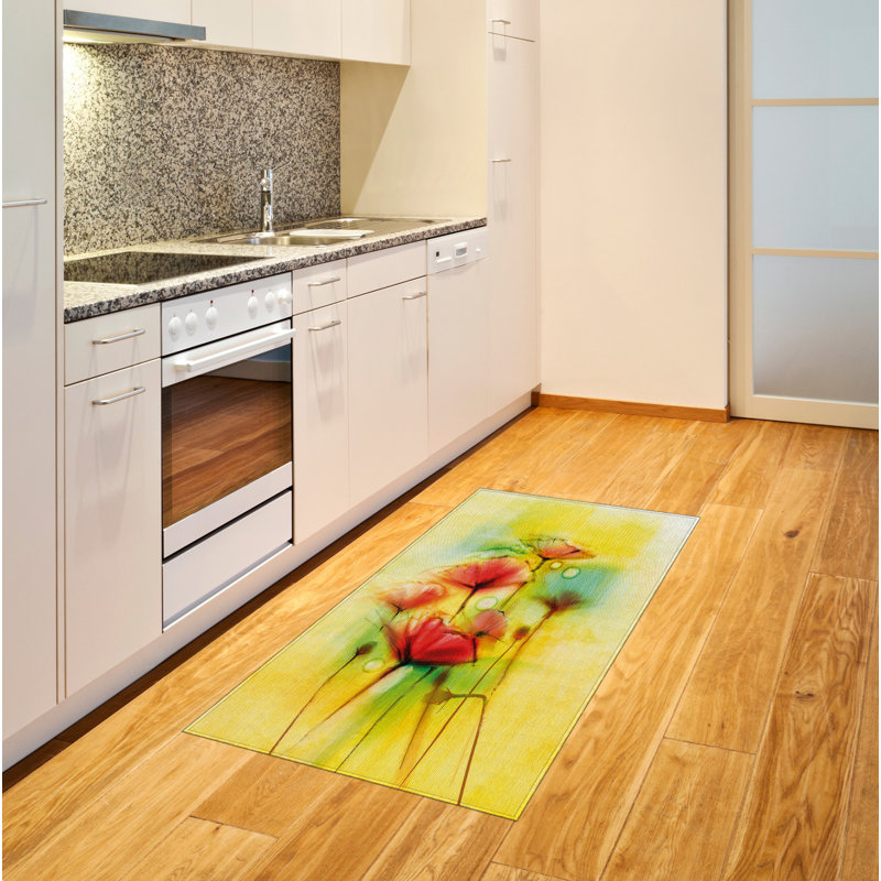 Flatweave Yellow Area Rug, Rectangle 2'7" x 5'