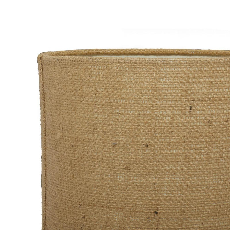 Wood Table Lamp with Shade, Brown Natural Jute