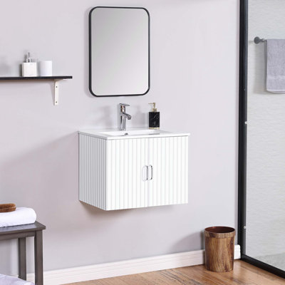Meuble-lavabo simple avec plateau en céramique 23,62 po Kaedin