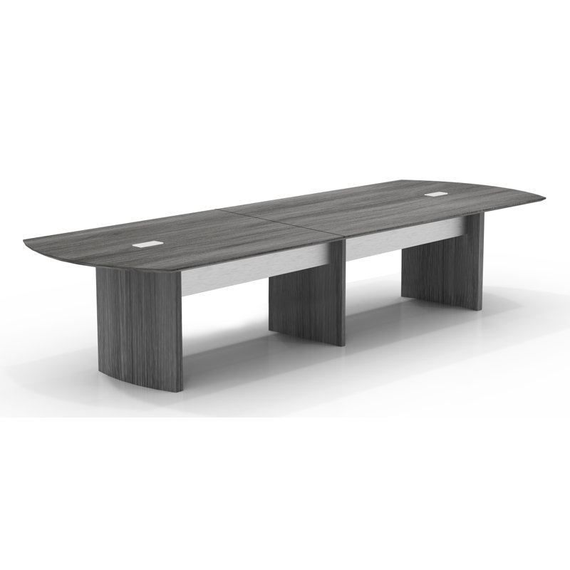 Table de réunion à bout courbé Medina, Acier gris, H 29,5 po x L 144 po x l 48 po