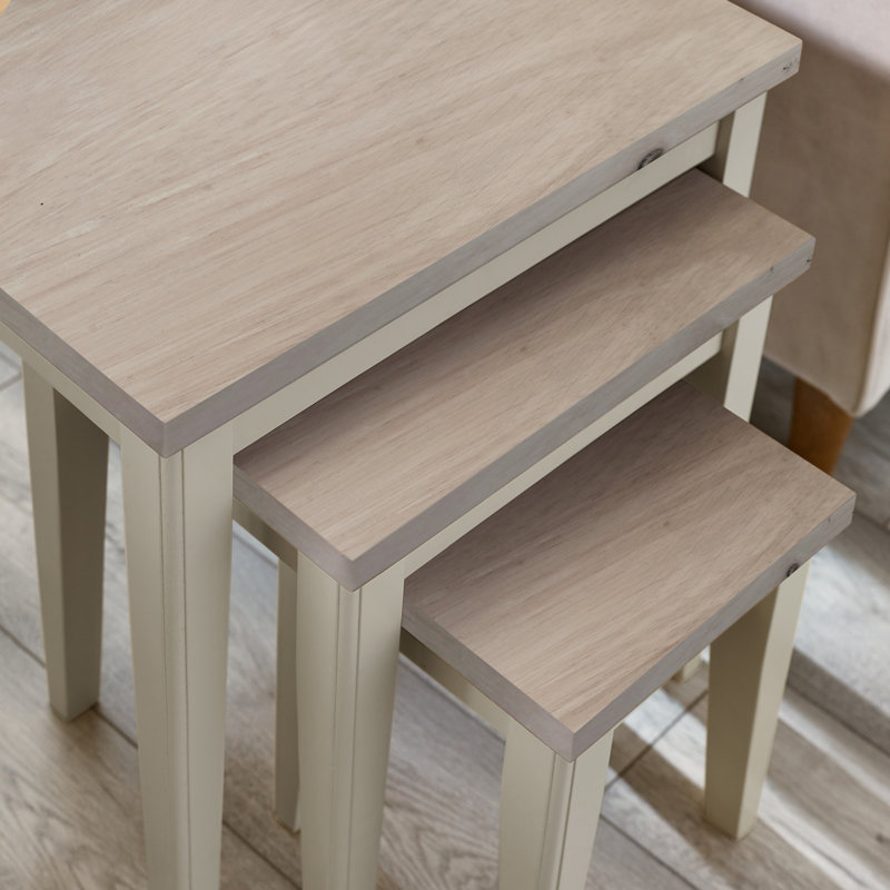 Ensemble de 3 tables de salon Abbondanza, Plateau gris / base grise