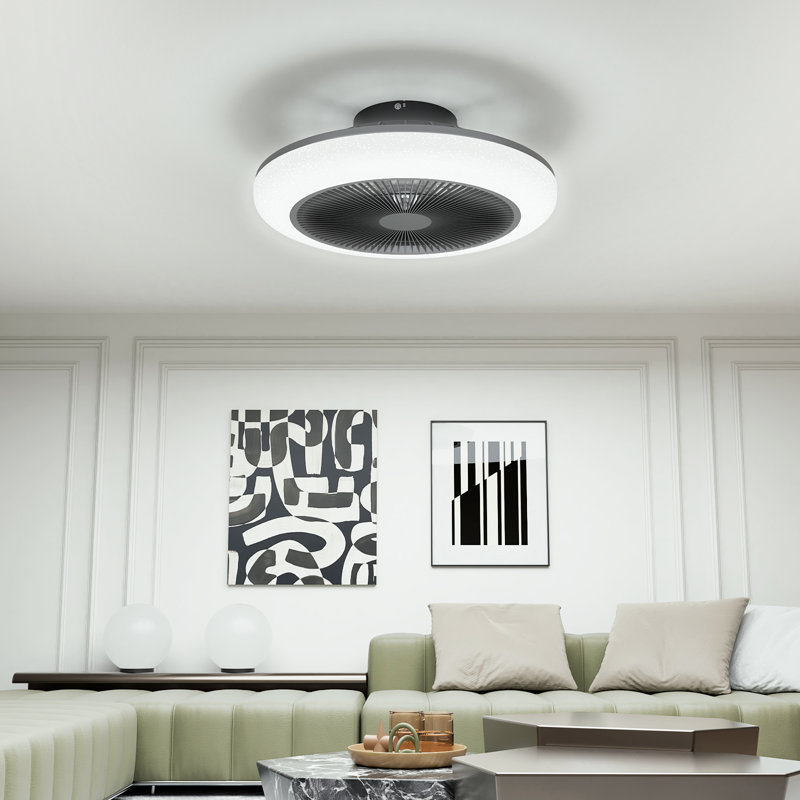 18" Low Profile Ceiling Fan with 3 Color LED, Flush Mount Reversible Ceiling Fan with Remote Control, Black
