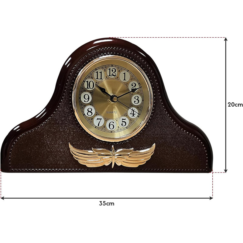 Analog Electric Tabletop Clock Dark Brown Wood