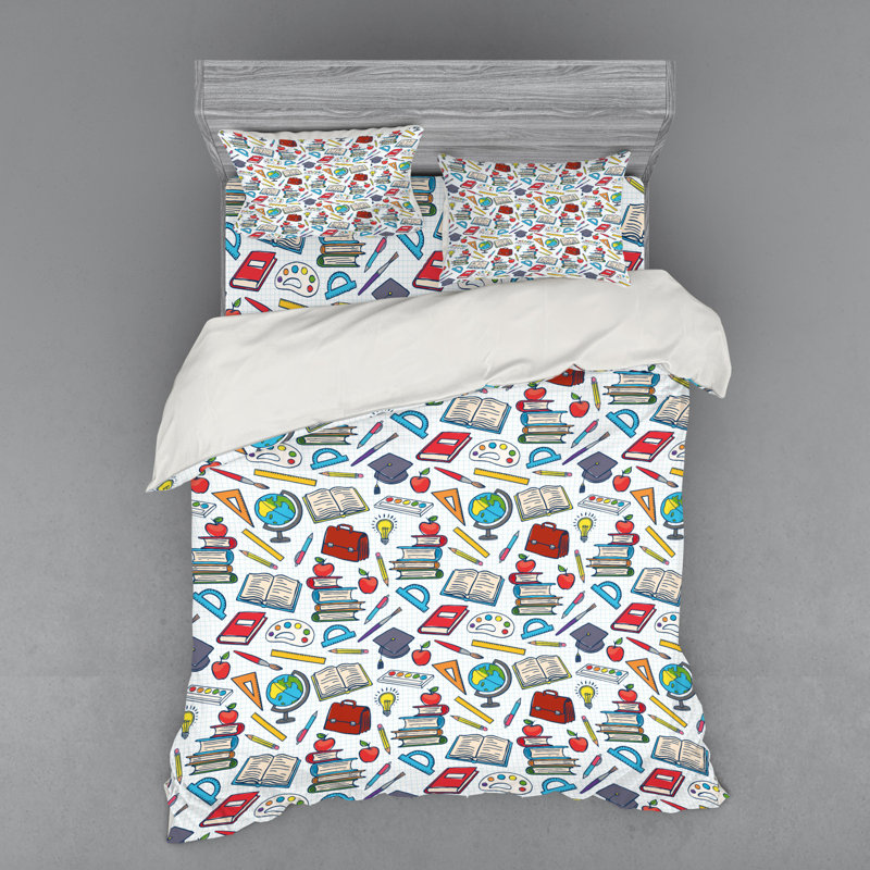 School Polyester Duvet Cover, Queen Duvet Cover + 3 Additional Pieces