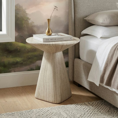 Fulcher Stone-Like 18"W Pedestal End Table