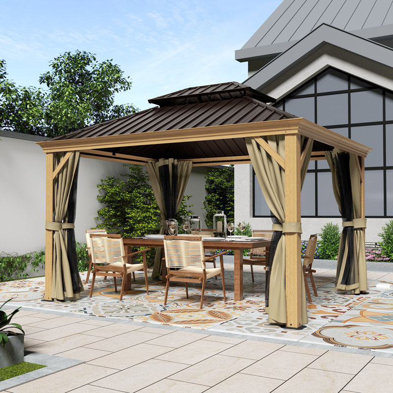 Pavillon de jardin en aluminium, Kaki, Noir, l 12 pi x P 10 pi