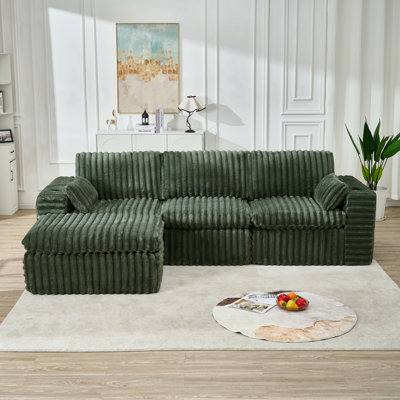 Canapé modulaire en tissu chenille peu encombrant, design moderne pour le salon