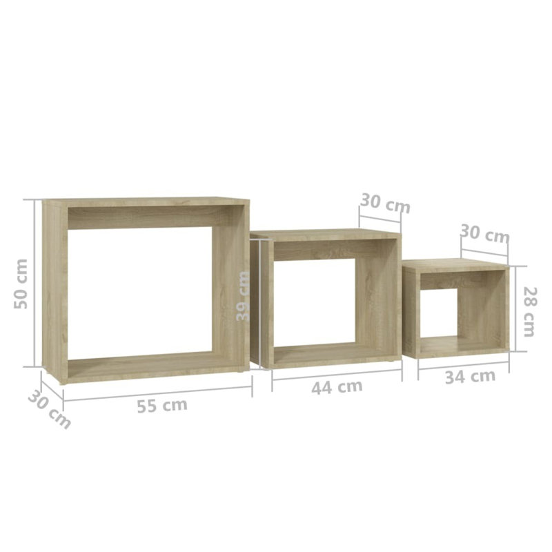 vidaXL Nesting Table Engineered wood Small Stackable, Sonoma Oak, Sonoma Oak