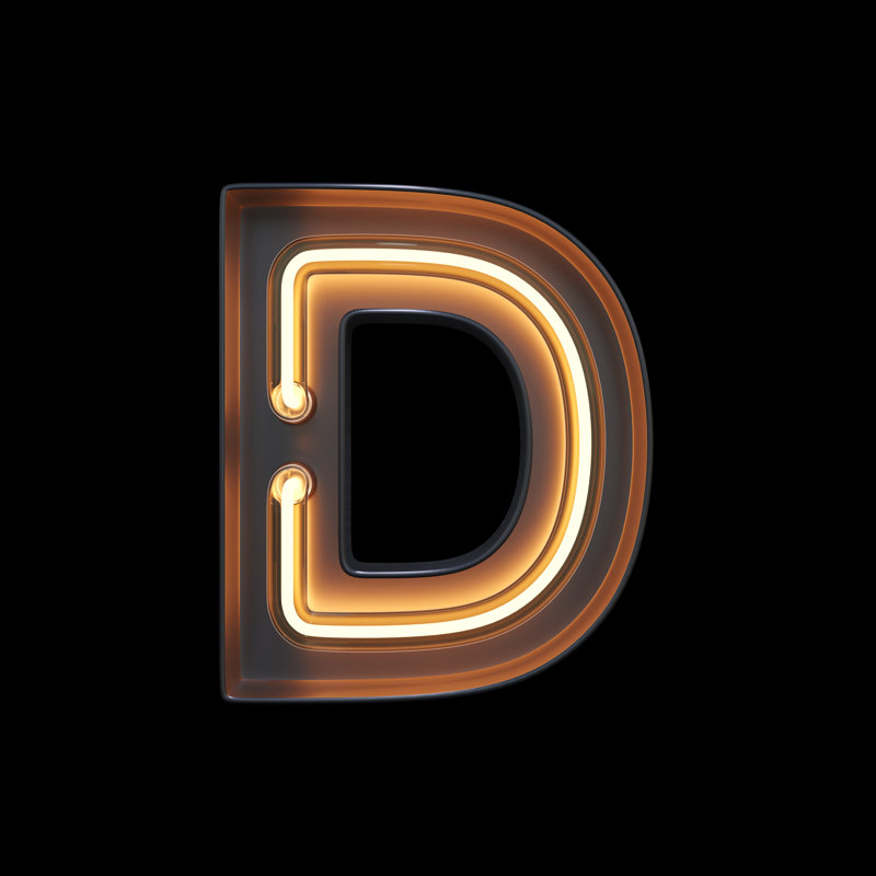 Neon Light Alphabet D With Clipping Path by Sarawuth702 - Wrapped Canvas Print, 51cm H x 51cm W x 3.8cm D