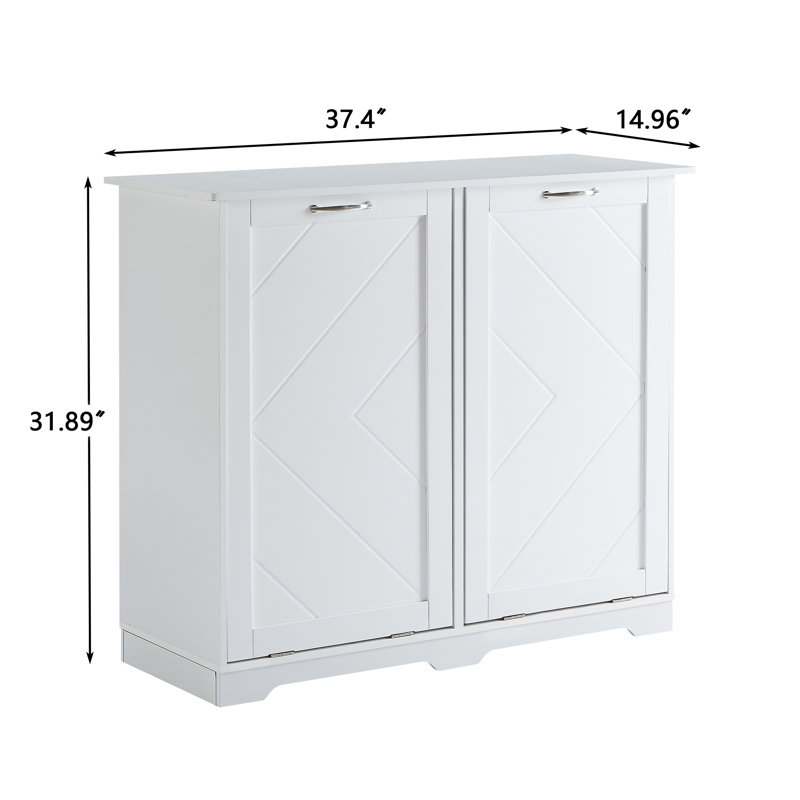 TC Double Tilt Out Trash Cabinet Recycling Trash Can Cabinet With Negative Ion and Deodorizing Function