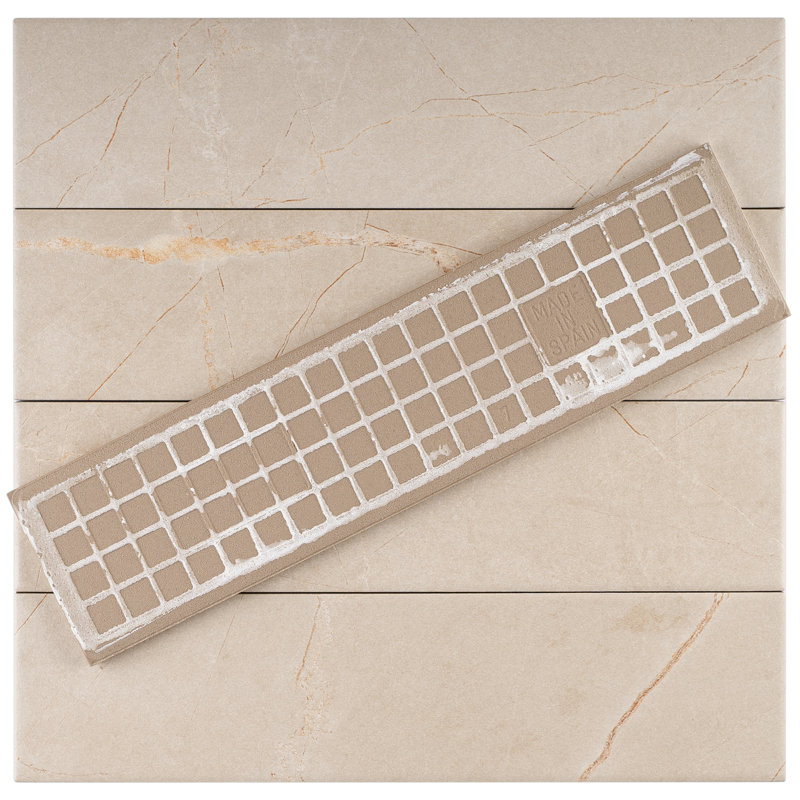 Carreau de sol en porcelaine mat aspect marbre 3,15 po x 12,99 po Elegance Subway, Beige