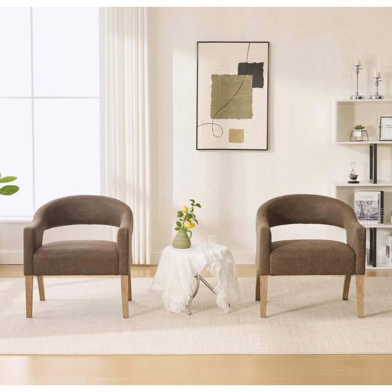 26.16" W Upholstered Accent Armchair (Set Of 2), Coffee