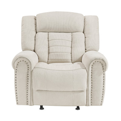 Reo Manual Reclining Chair With Glider Motion, Soft Beige Chenille