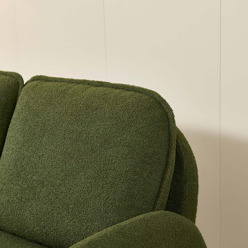 59" Loveseat Sofa Small Couch for Living Room, Green Lamb Fabric