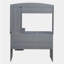 Bureau moderne en forme de L avec bibliothèque, gris