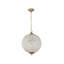 Luminaire suspendu sphère en cristal 3 lumières 18,5 Dia, finition laiton antique