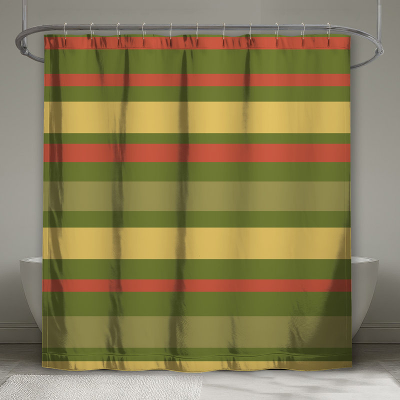 Rideaux de douche à rayures jaunes et vertes, L 70 po x H 72 po
