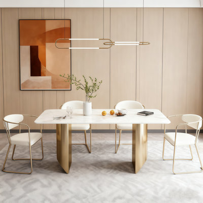 Table de salle à manger rectangulaire à effet marbre Modern Luxury
