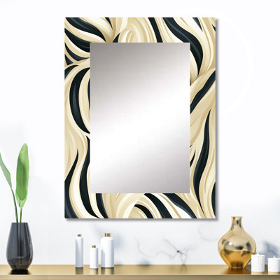 Haddan Cream And Black Zebra Harmony - Abstract Large Mirror, Abstract Decorative Wall Mirror, Printed Metal Art