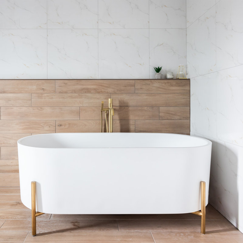 Baignoire de trempage autoportante 68 po x 32 po, Doré