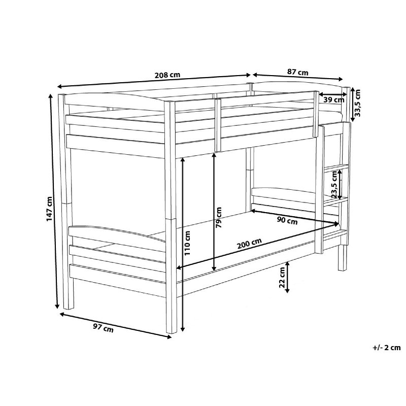 Bowling Bunk Bed, Light Pine