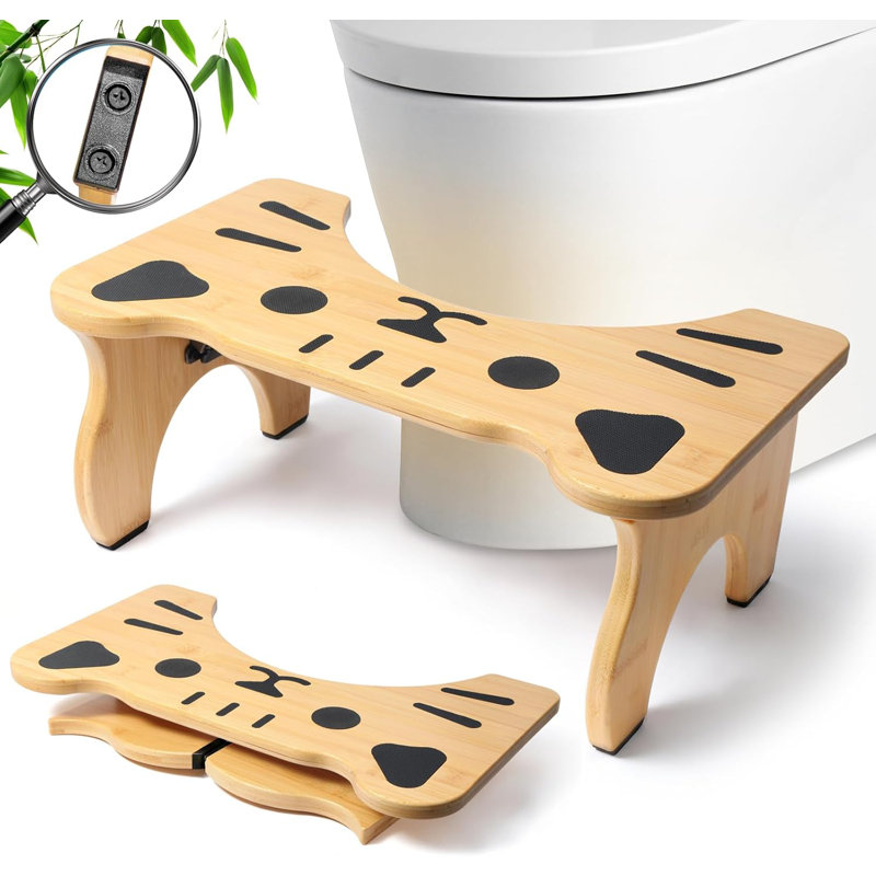 Tabouret de toilette en bambou pliable, tabouret de merde 7 po pour salle de bain