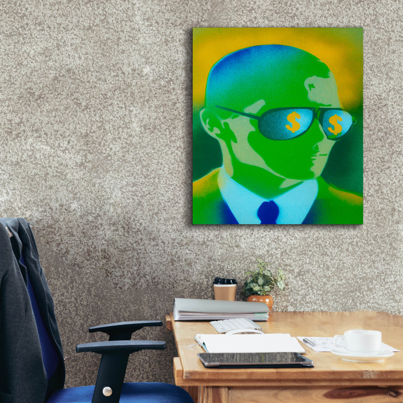 «Dollar Bills Green» par Abstract Graffiti, H 30 po x l 26 po x P 1,5 po