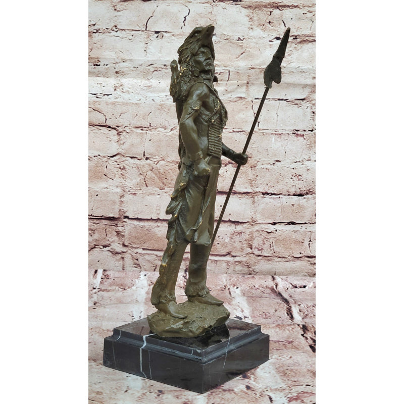 Sculpture Native American Warrior en bronze - Art traditionnel de la tribu des plaines