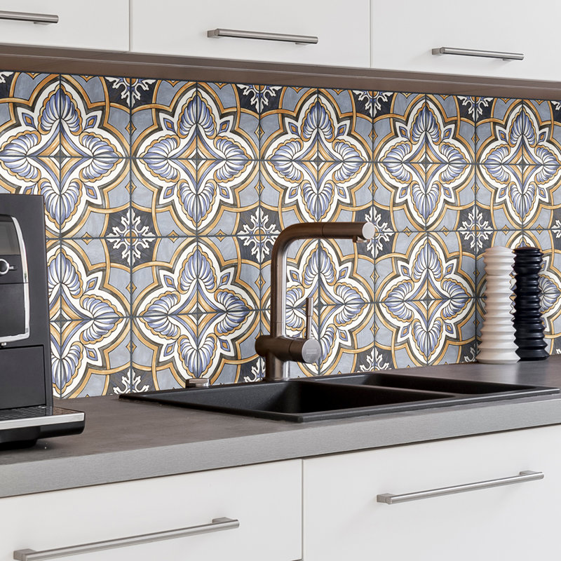 Harmonia 13" x 13" Ceramic Patterned Wall & Floor Tile, Blue